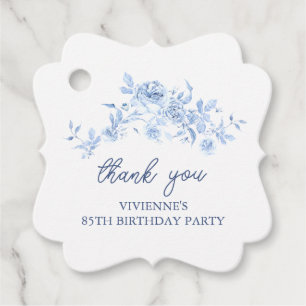 Étiquettes Cadeau Fête d'anniversaire 85 ans Dusty Blue Rose Florale