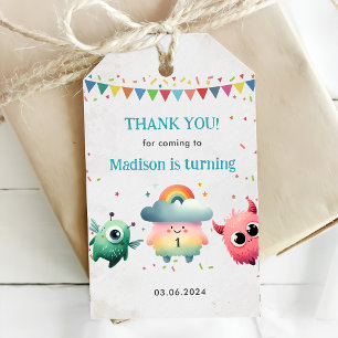 Étiquettes-cadeau Fête d'anniversaire à thème de Little Monster