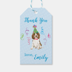 Étiquettes-cadeau Fête d'anniversaire Anglais Springer Merci espagno