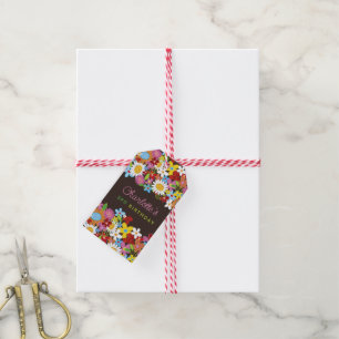 Étiquettes-cadeau Fête d'anniversaire au jardin de fleurs printanièr