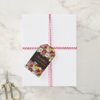 Étiquettes-cadeau Fête d'anniversaire au jardin de fleurs printanièr