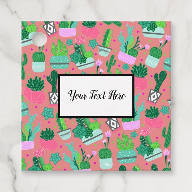 Étiquettes Cadeau Fête d'anniversaire avec motif de cactus du Sud-Ou (Devant)