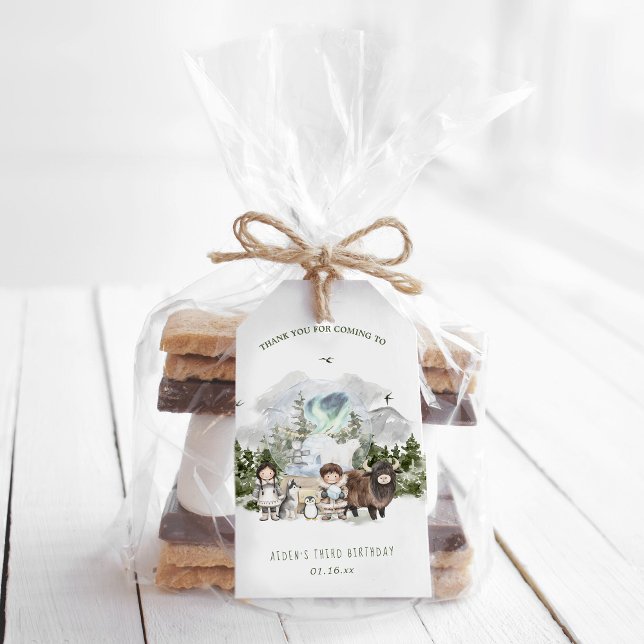 Étiquettes-cadeau Fête d'anniversaire Aventure Arctique (Créateur téléchargé)