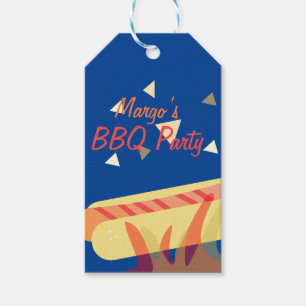 Étiquettes-cadeau Fête d'anniversaire BBQ cuisson Hotdog  