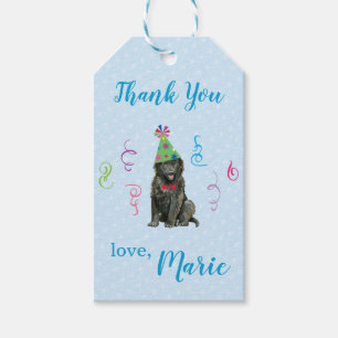 Étiquettes-cadeau Fête d'Anniversaire Belge Cheepdog Merci