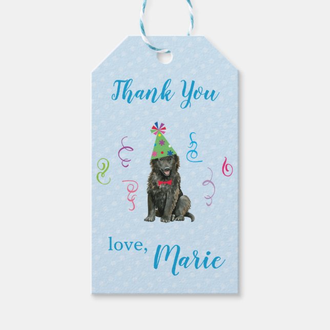 Étiquettes-cadeau Fête d'Anniversaire Belge Cheepdog Merci (Devant)