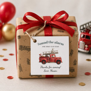 Étiquettes Cadeau Fête d'anniversaire Camion de pompiers