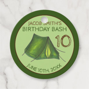Étiquettes Cadeau Fête d'anniversaire Camp de bash Tente Sleepover C