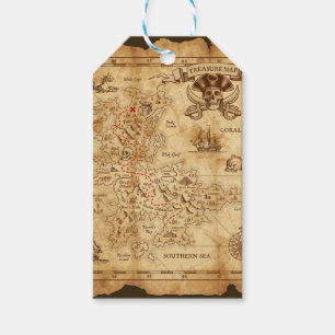 Étiquettes-cadeau Fête d'anniversaire carte au trésor pirate vintage
