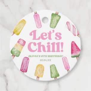 Étiquettes Cadeau Fête d'anniversaire Chill Pink Retro Popsicle