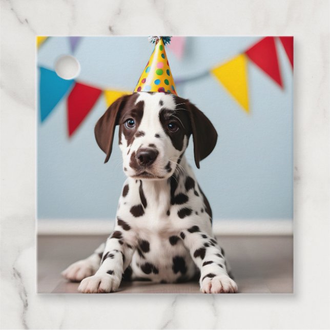 Étiquettes Cadeau Fête d'anniversaire dalmate (Devant)
