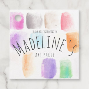 Étiquettes Cadeau Fête d'anniversaire d'art à l'aquarelle Abstrait C