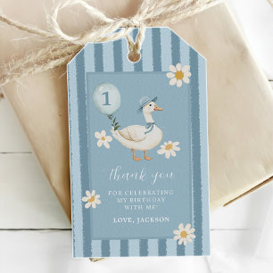 Étiquettes-cadeau Fête d'anniversaire de 1 an Silly Goose Daisy Boy 