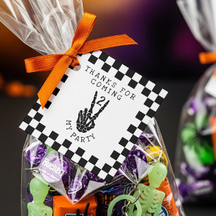 Étiquettes Cadeau Fête d'anniversaire de 2 ans Skeleton Damier Merci