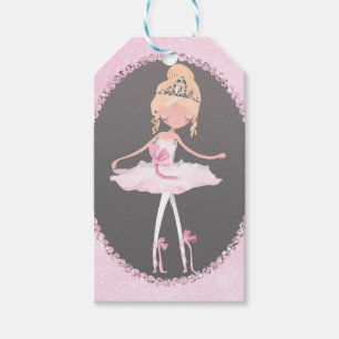Étiquettes-cadeau Fête d'anniversaire de ballerine de couture rose e