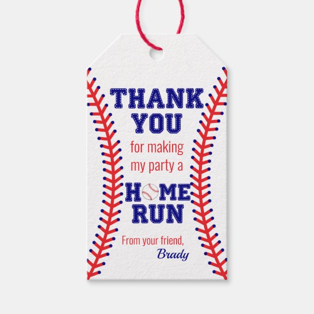 Étiquettes-cadeau Fête d'anniversaire de baseball Classique de sport (Devant)