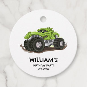 Étiquettes Cadeau Fête d'anniversaire de camion monstre minimaliste