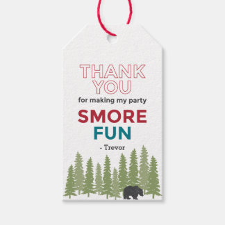 Étiquettes-cadeau Fête d'anniversaire de camping personnalisée et un