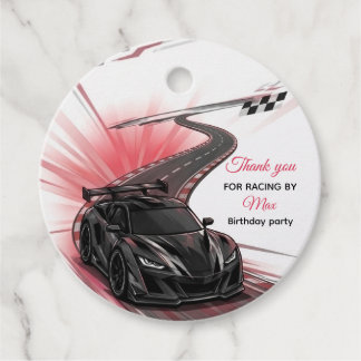 Étiquettes Cadeau Fête d'anniversaire de course de voiture de sport