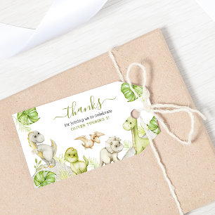 Étiquettes-cadeau Fête d'anniversaire de dinosaure à l'aquarelle pou