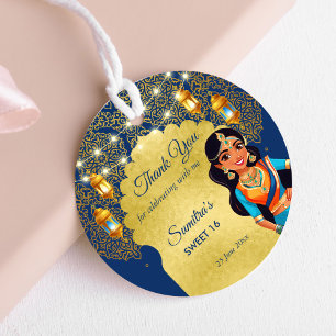 Étiquettes Cadeau Fête d'anniversaire de filles à l'indienne merci d