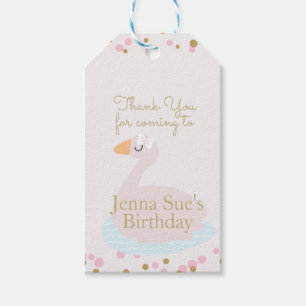 Étiquettes-cadeau Fête d'anniversaire de filles Confettis Arc Cygne 