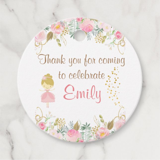 Étiquettes Cadeau Fête d'anniversaire de jardin de fées filles (Devant)