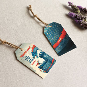 Étiquettes-cadeau Fête d'anniversaire de Knight et Dragon sans peur