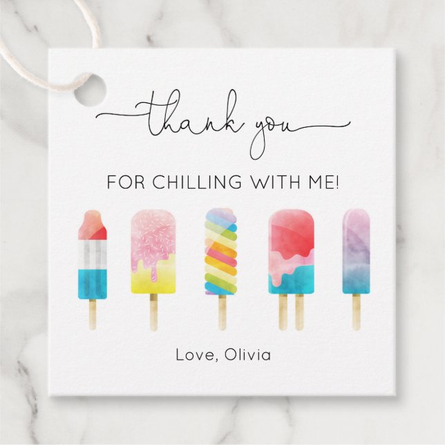 Étiquettes Cadeau Fête d'anniversaire de la crème glacée d'été (Devant)