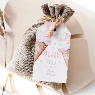 Étiquettes-cadeau Fête d'anniversaire de la crème glacée merci