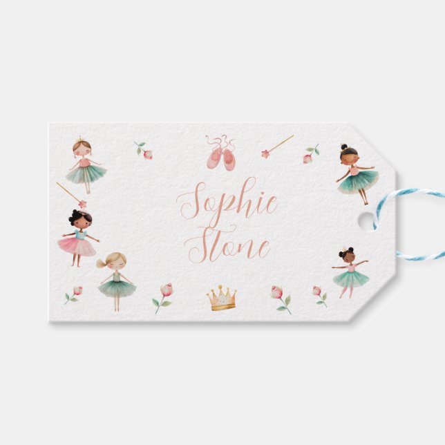 Étiquettes-cadeau Fête d'anniversaire de la danse et de la fillette (Devant (Horizontal))