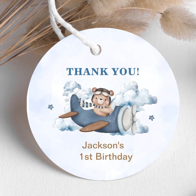 Étiquettes Cadeau Fête d'anniversaire de l'avion Vintage voyage (Créateur téléchargé)