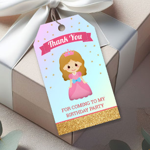 Étiquettes-cadeau Fête d'anniversaire de petite princesse avec paill