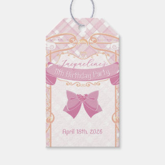 Étiquettes-cadeau Fête d'anniversaire de princesse Art nouveau rose 