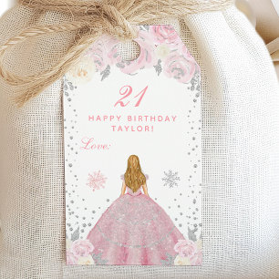 Étiquettes-cadeau Fête d'anniversaire de princesse aux cheveux blond