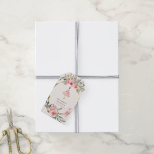 Étiquettes-cadeau fête d'anniversaire de princesse ballerine florale