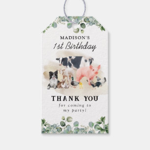 Étiquettes-cadeau Fête d'anniversaire d'enfants avec des animaux de 