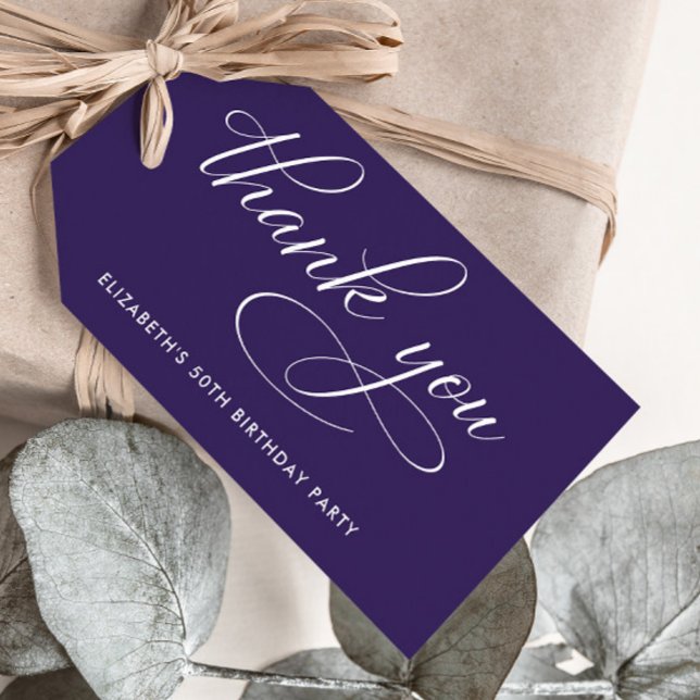 Étiquettes-cadeau Fête d'anniversaire des 50 ans Merci Elegant Viole (Créateur téléchargé)