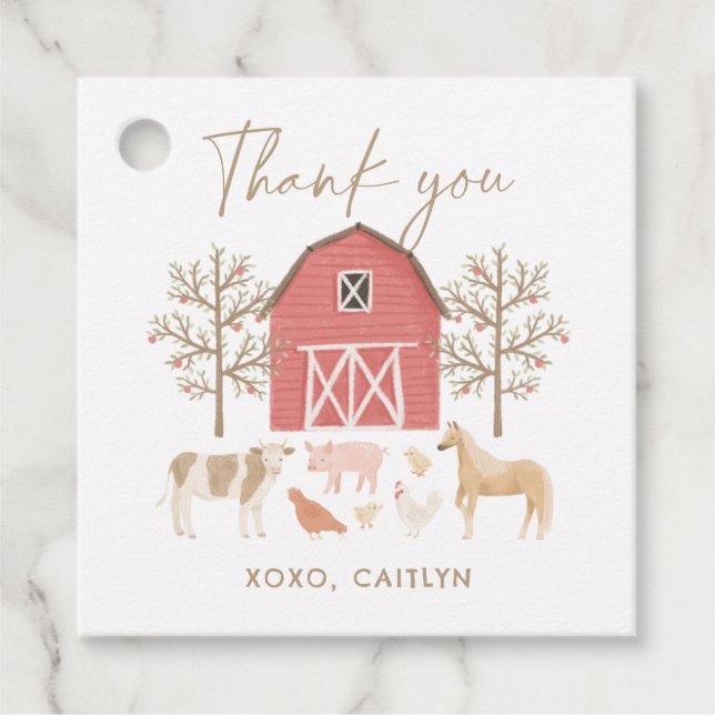 Étiquettes Cadeau Fête d'anniversaire des animaux de ferme (Devant)