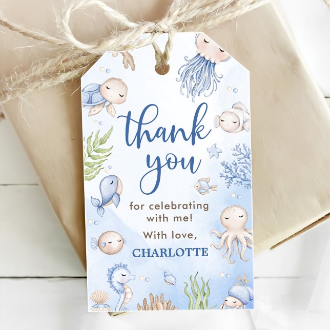 Étiquettes-cadeau Fête d'anniversaire des enfants sous la mer (Créateur téléchargé)