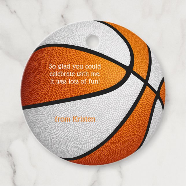 Étiquettes Cadeau fête d'anniversaire des filles de basket-ball blan (Devant)