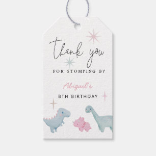 Étiquettes-cadeau Fête d'anniversaire des filles dinosaures