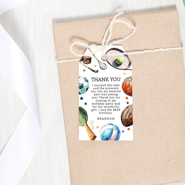 Étiquettes-cadeau Fête d'anniversaire des sports pour enfants modern (Créateur téléchargé)