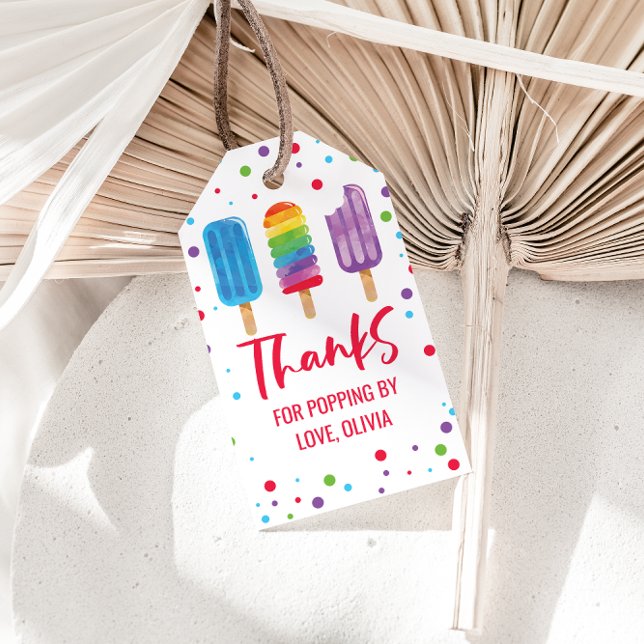 Étiquettes-cadeau Fête d'anniversaire d'été Rainbow Pops (Créateur téléchargé)