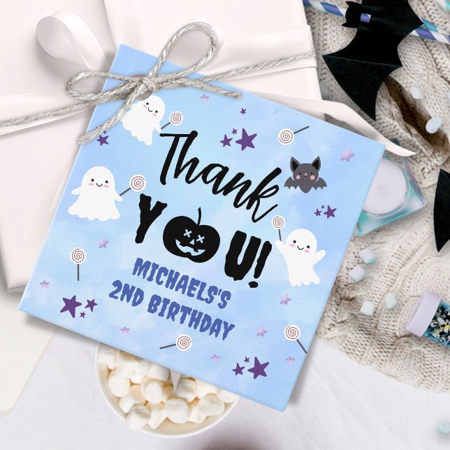 Étiquettes Cadeau Fête d'anniversaire d'Halloween garçon mignonne bl (Créateur téléchargé)