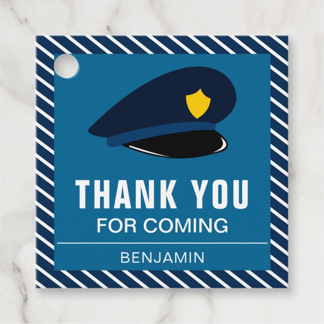 Étiquettes Cadeau Fête d'anniversaire du Casquette de la police (Devant)