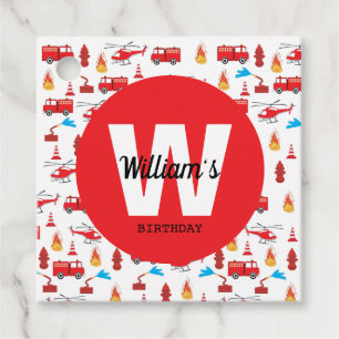 Étiquettes Cadeau Fête d'anniversaire du moteur de camion de pompier