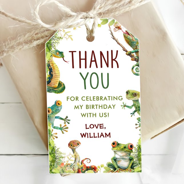 Étiquettes-cadeau Fête d'anniversaire du reptile Show (Créateur téléchargé)