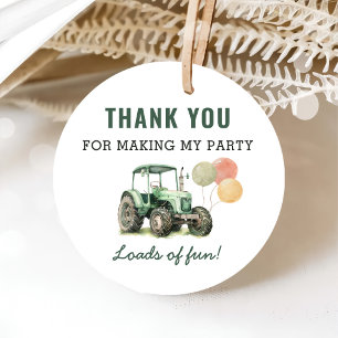 Étiquettes Cadeau Fête d'anniversaire du tracteur aquarelle
