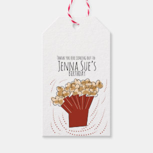 Étiquettes-cadeau Fête d'anniversaire en plein air cinéma Popcorn Do